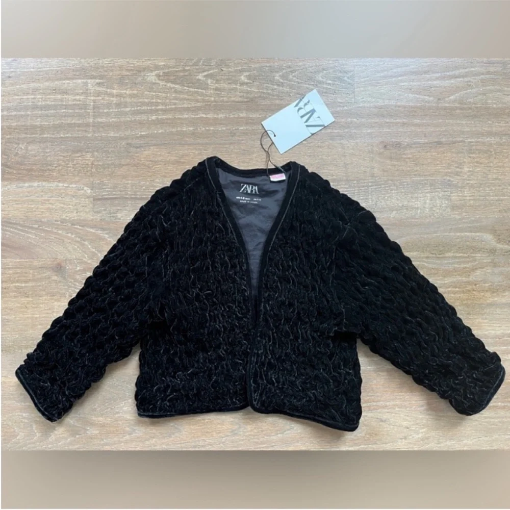 Zara kids, Black, textured velvet jacket, 3-4 years old